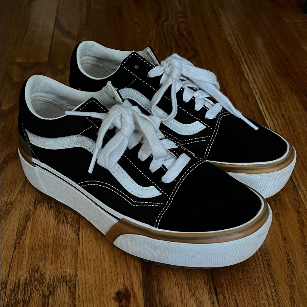 Vans Black and White Platform Sneakers